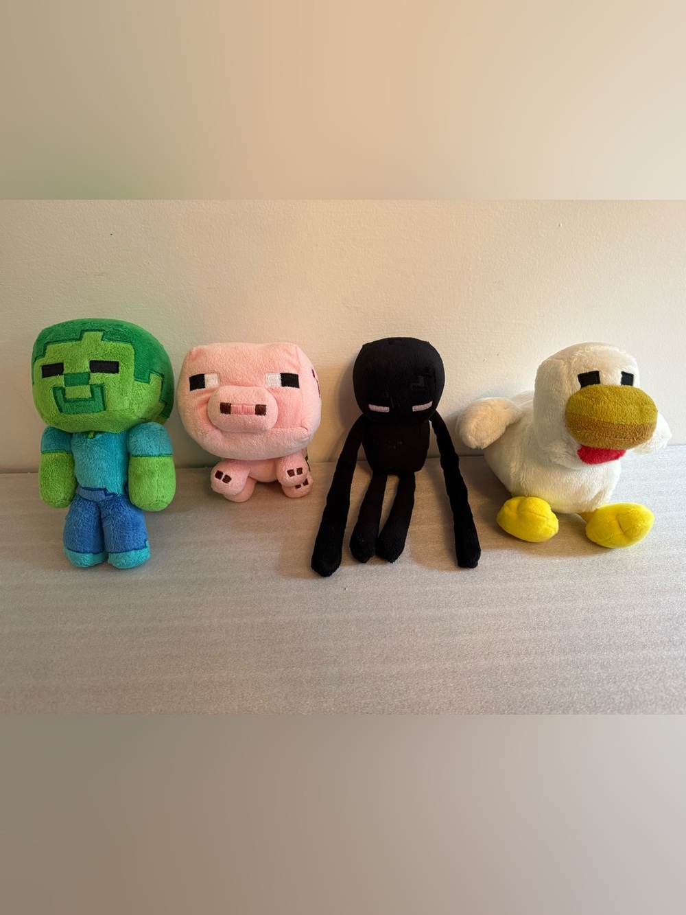 Lot of 4 Minecraft Plush Toy Set - Steve Zombie, Pig, Enderman, Chicken